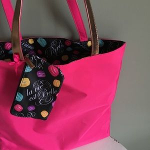Lancôme Macaroon Tote & Zipper Pouch, Reversible